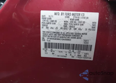 2012 Ford Explorer Xlt from USA, damaged, VIN 1FMHK8D86CGA55863